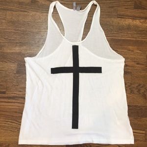 H&M white racetrack oversized cross tank top
